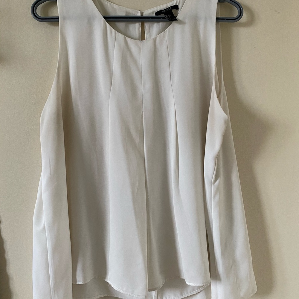 White blouse material tank top